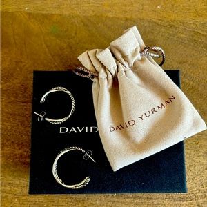 David Yurman Silver Crossover Hoops